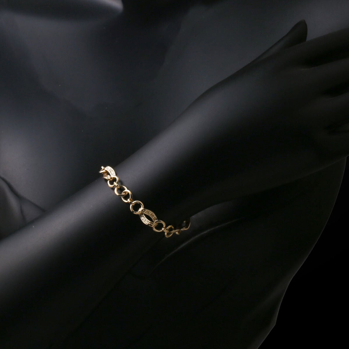 14K Yellow Gold Flower of Life Hoop Chain ID Bracelet