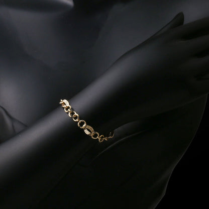 14K Yellow Gold Flower of Life Hoop Chain ID Bracelet