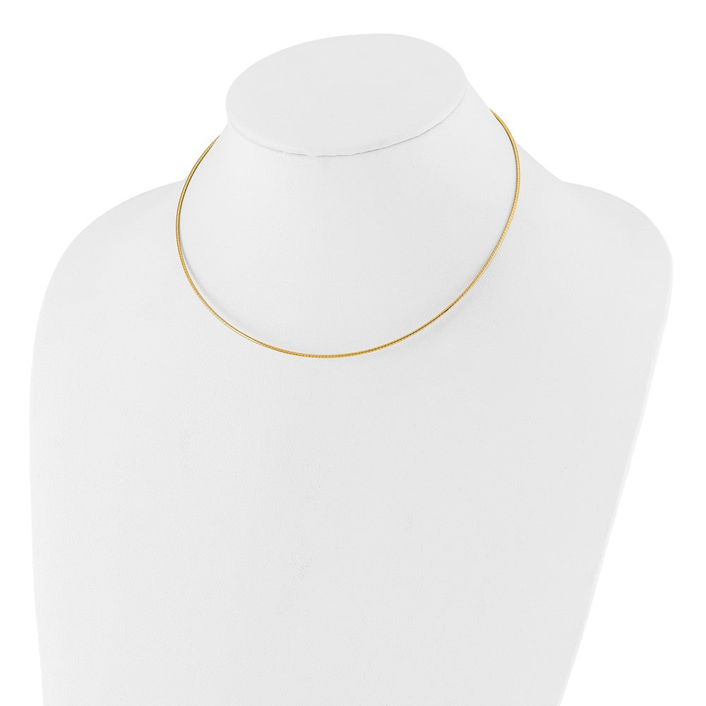 14K Yellow Gold 1.2mm Omega Necklace Detachable Clasp