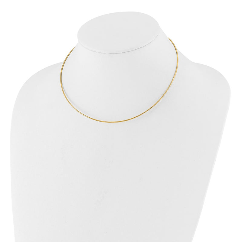 14K Yellow Gold 1.2mm Omega Necklace Detachable Clasp