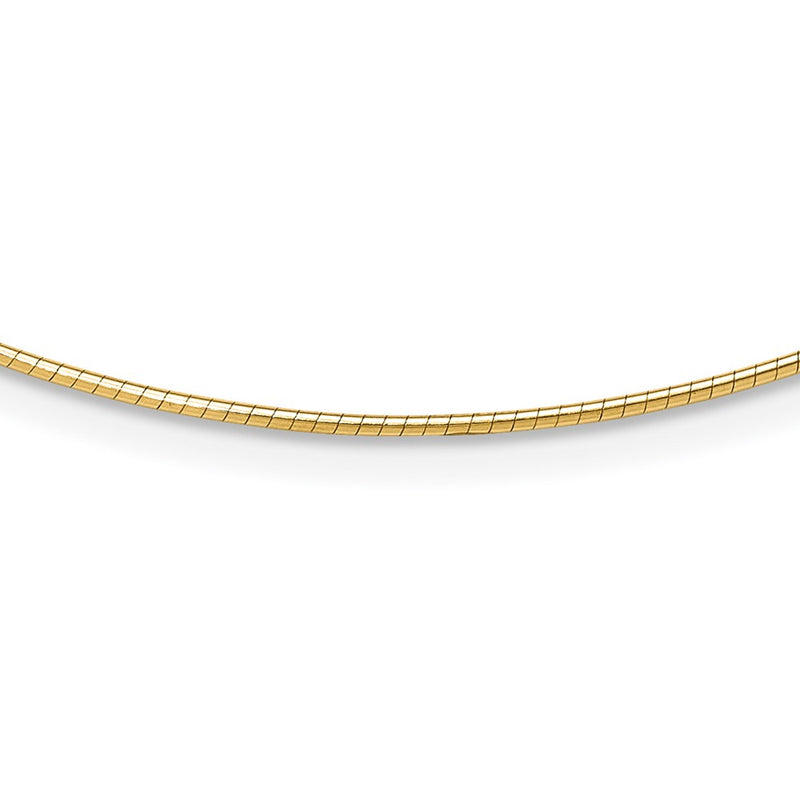 14K Yellow Gold 1.2mm Omega Necklace Detachable Clasp