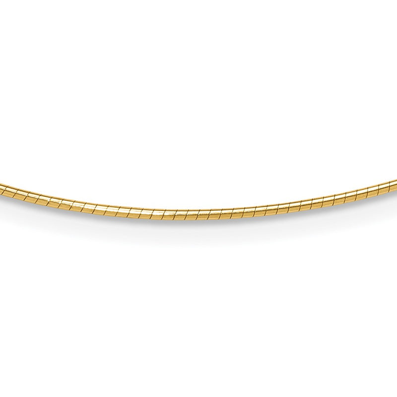 14K Yellow Gold 1.2mm Detachable Clasp Omega Necklace