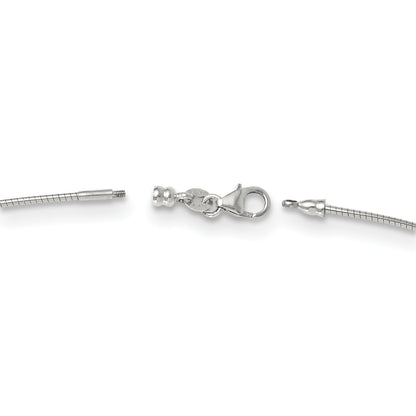 14K White Gold 1.2mm Detachable Clasp Omega Necklace