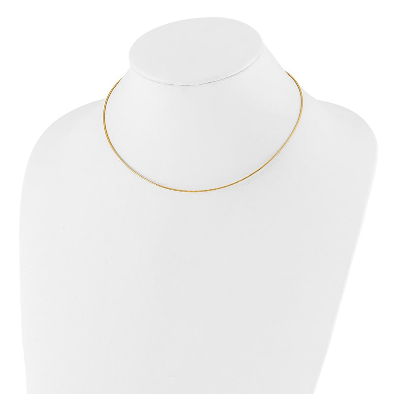 14K Yellow Gold 1mm Round Detachable Clasp Omega Necklace