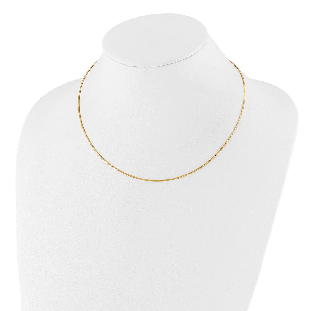 14K Yellow Gold 1mm Round Detachable Clasp Omega Necklace