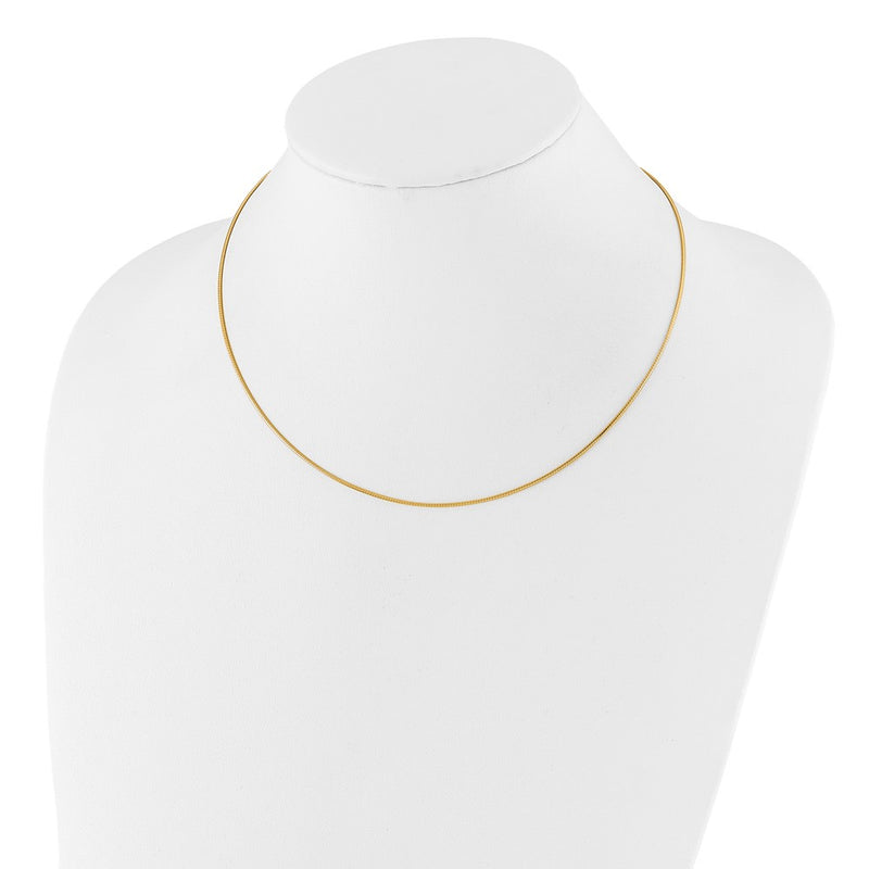 14K Yellow Gold 1mm Round Detachable Clasp Omega Necklace