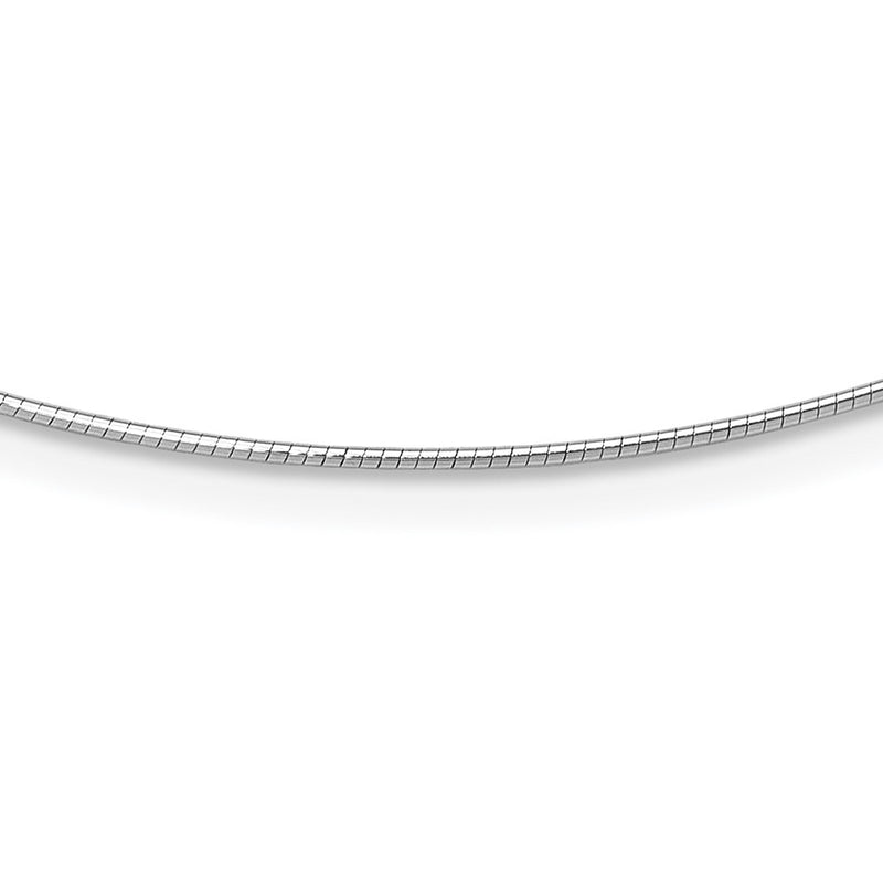 14K White Gold 1mm Round Detachable Clasp Omega Necklace