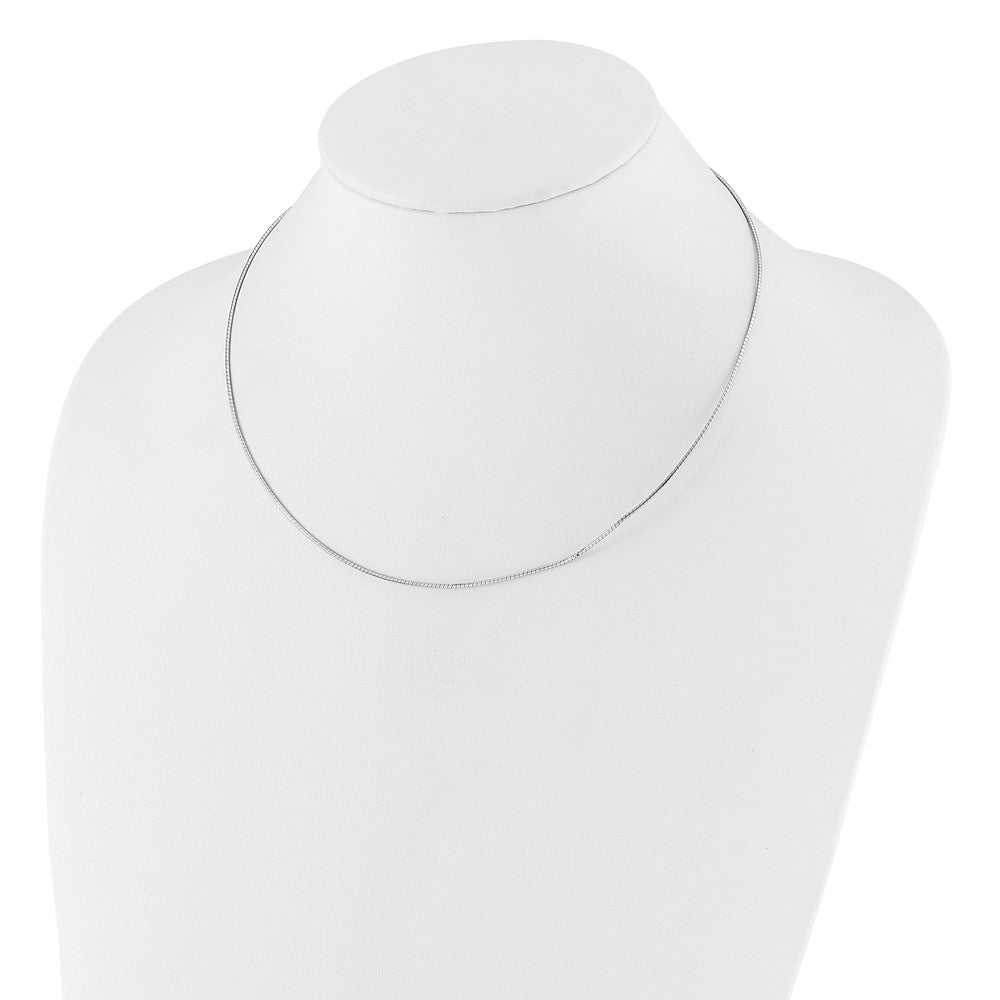 14K White Gold 1mm Round Detachable Clasp Omega Necklace