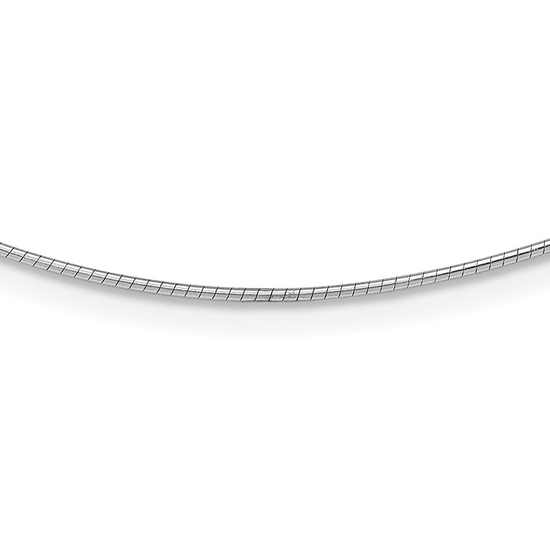 14K White Gold 1mm Round Detachable Clasp Omega Necklace
