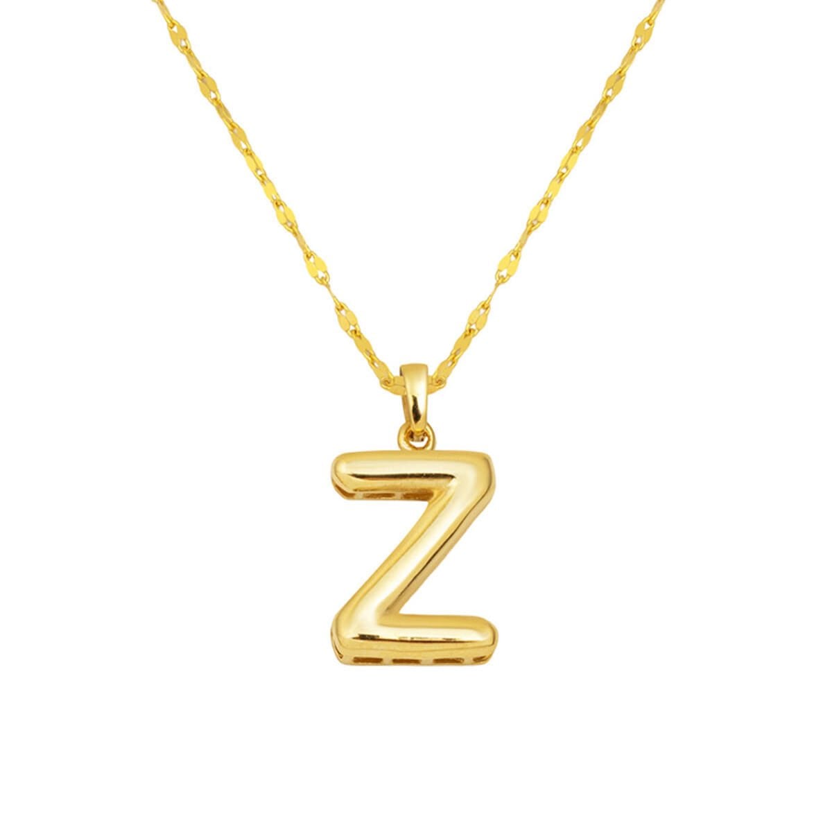 14K Yellow Gold Balloon Initial Z Necklace