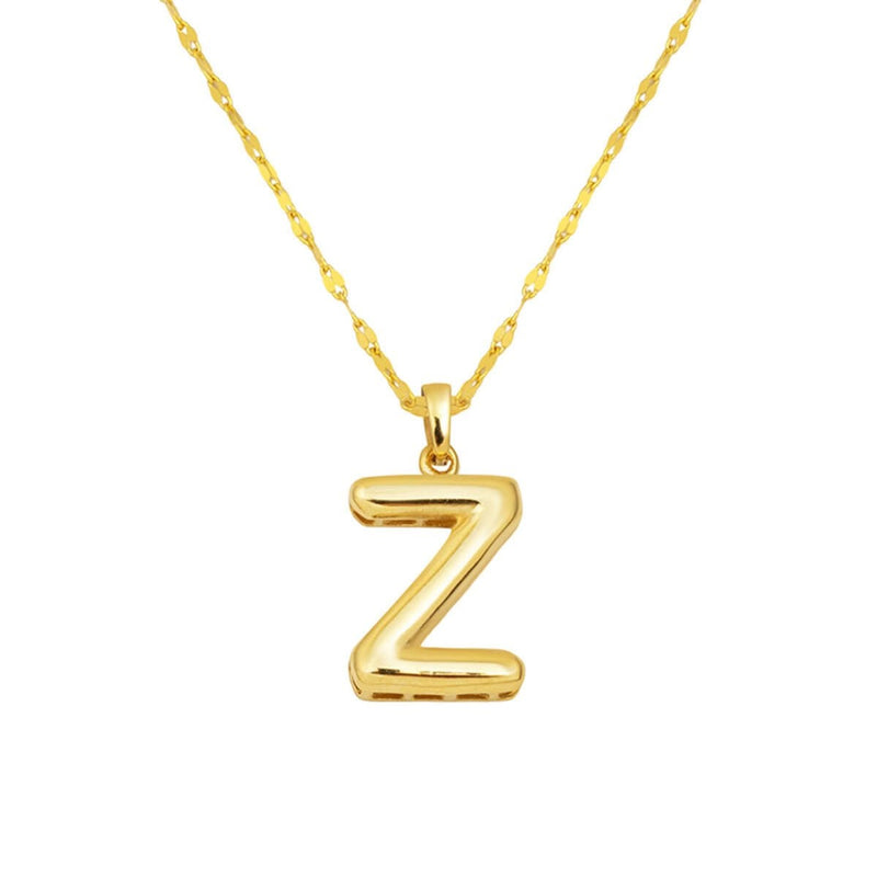 14K Yellow Gold Balloon Initial Z Necklace