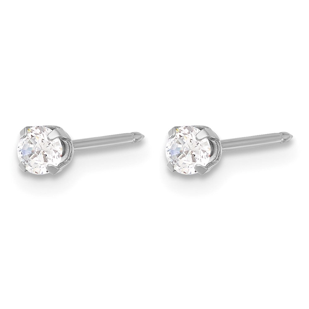 14K White Gold 3mm CZ Long Post Earrings