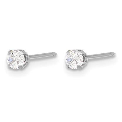 14K White Gold 3mm CZ Long Post Earrings