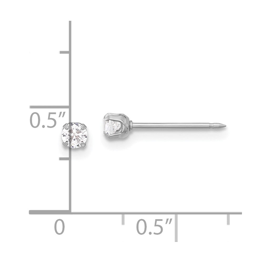 14K White Gold 3mm CZ Long Post Earrings