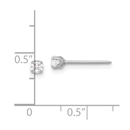 14K White Gold 3mm CZ Long Post Earrings