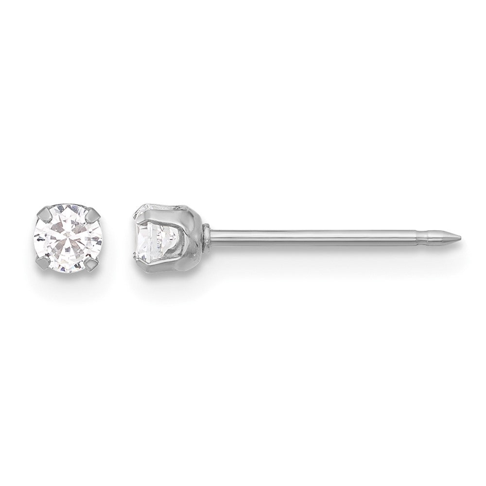14K White Gold 3mm CZ Long Post Earrings
