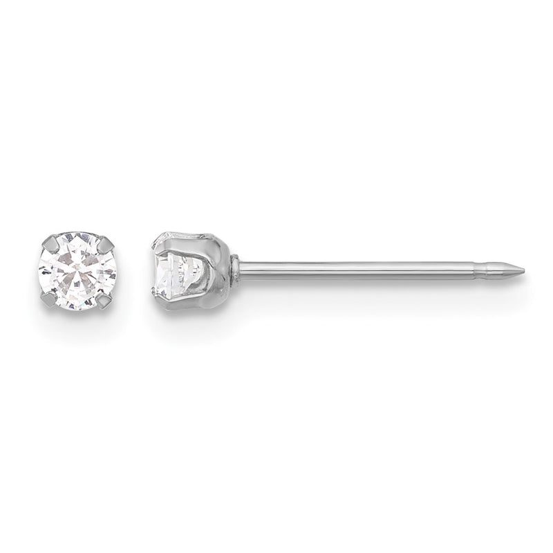 14K White Gold 3mm CZ Long Post Earrings