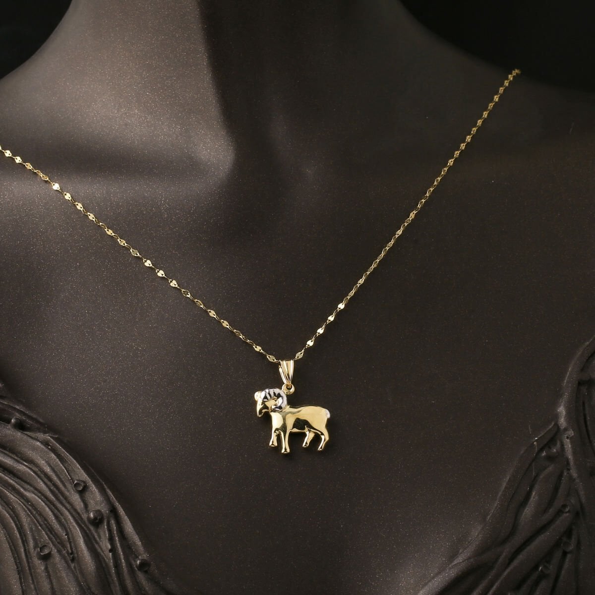 14K Yellow Gold Aries Zodiac Pendant