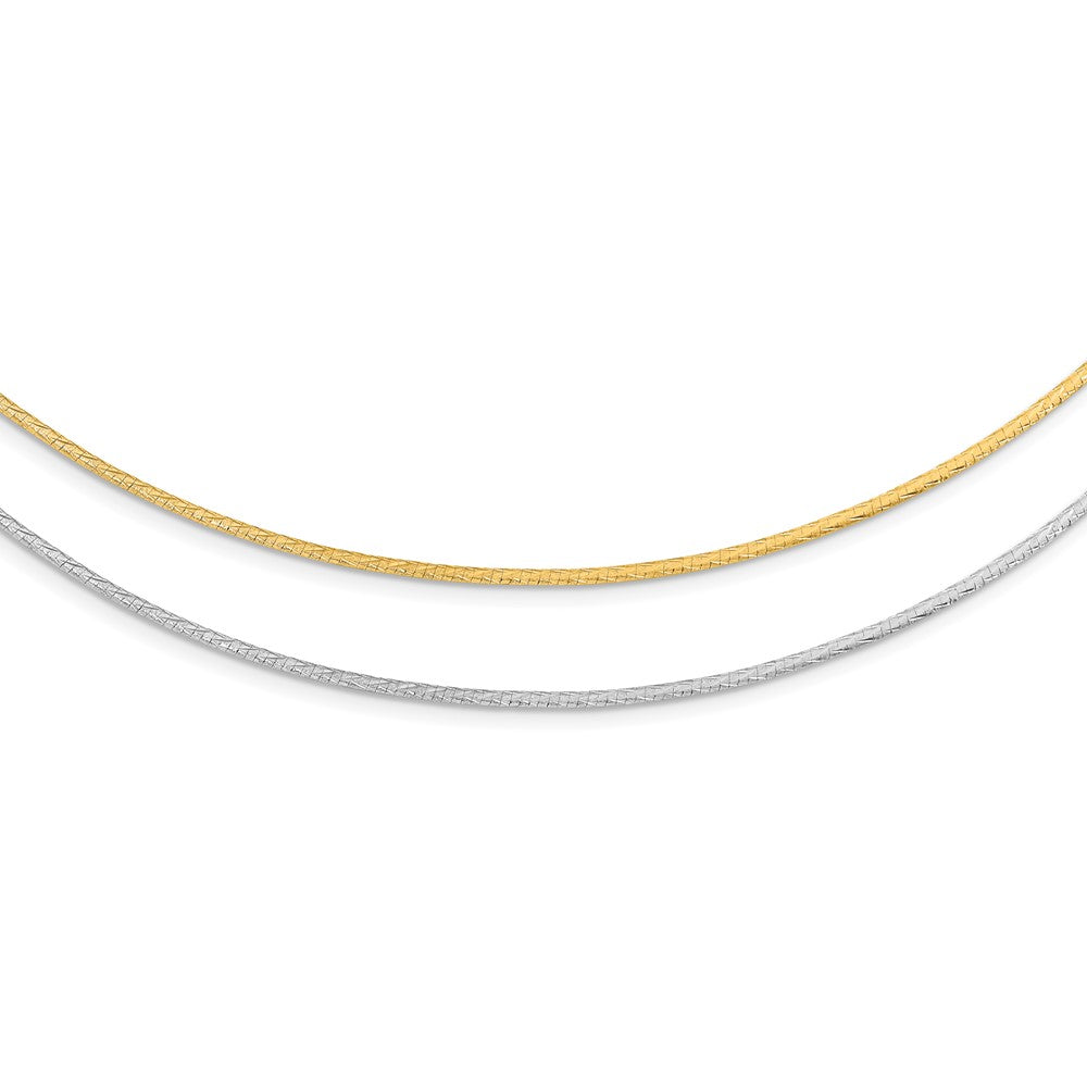 14K Yellow & Rhodium White Gold Reversible Adj. Omega Necklace