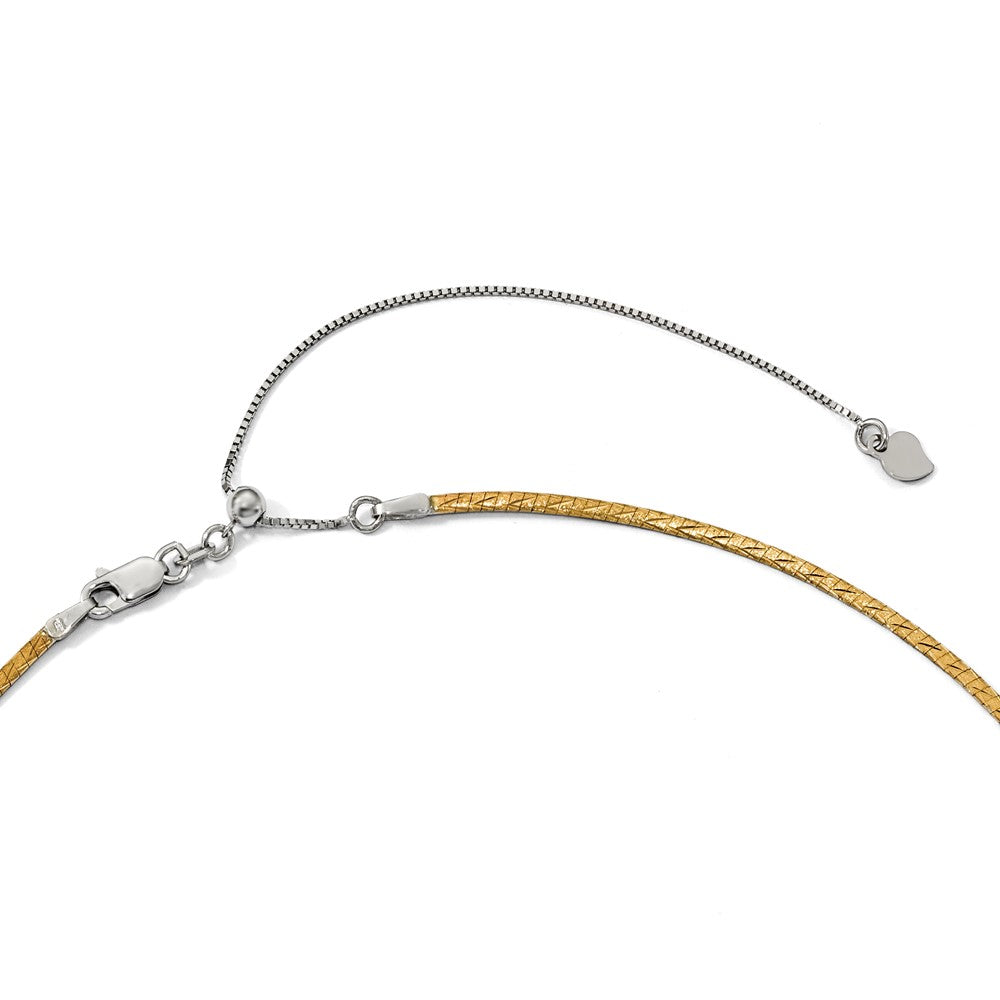 14K Yellow & Rhodium White Gold Reversible Adj. Omega Necklace
