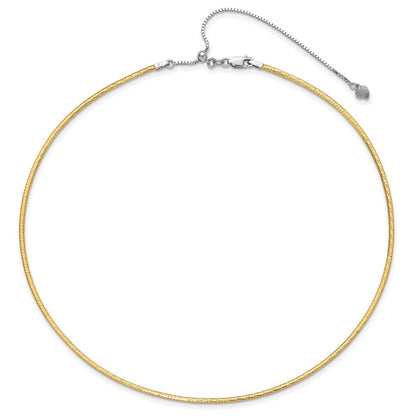 14K Yellow & Rhodium White Gold Reversible Adj. Omega Necklace