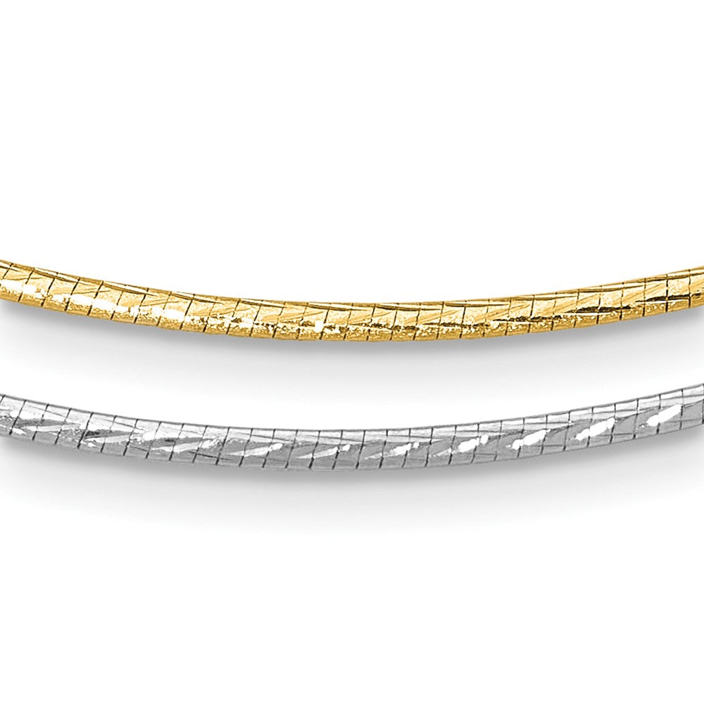 14K Yellow & Rhodium White Gold Reversible Adj. Omega Necklace