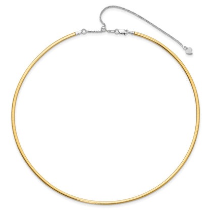 14K Two Tone 2mm Reversible Adj. Chain Omega Necklace