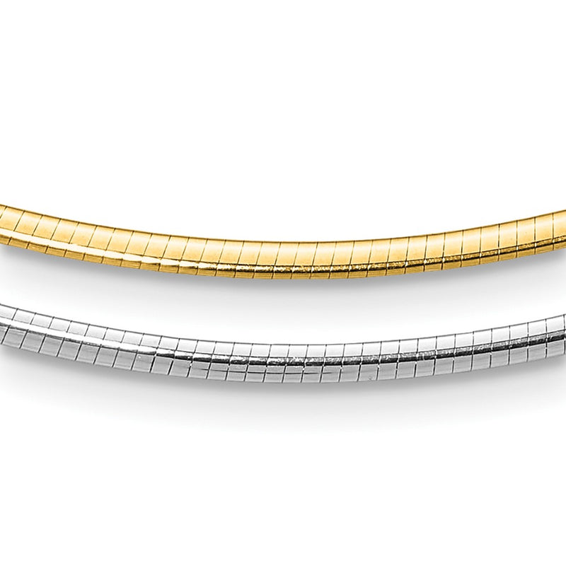 14K Two Tone 2mm Reversible Adj. Chain Omega Necklace
