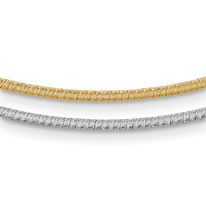 14K Two Tone D/C Reversible 2mm Adjustable Omega Necklace