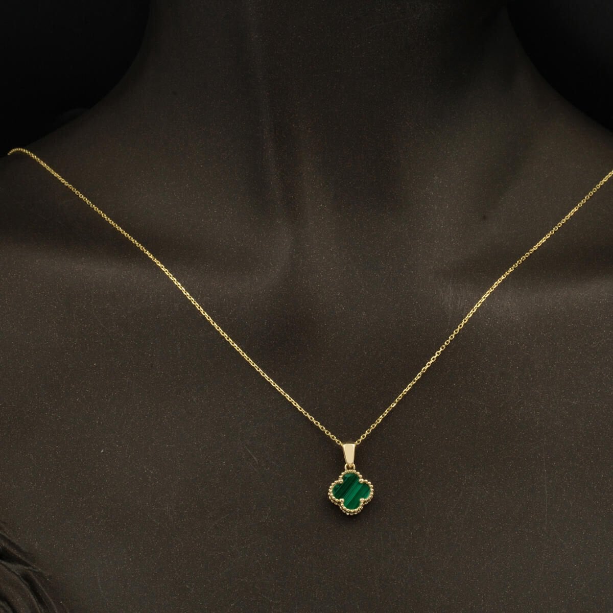 14K Yellow Gold Green Clover Double Set with Cubic Zirconia