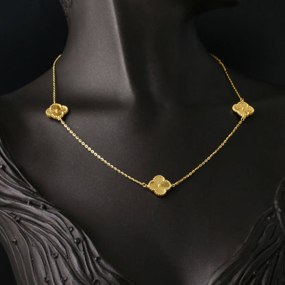 14K Yellow Gold Three Clover Necklace
