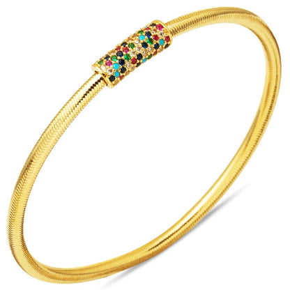 14K Yellow Gold Colored Italian Cubic Zirconia Bracelet