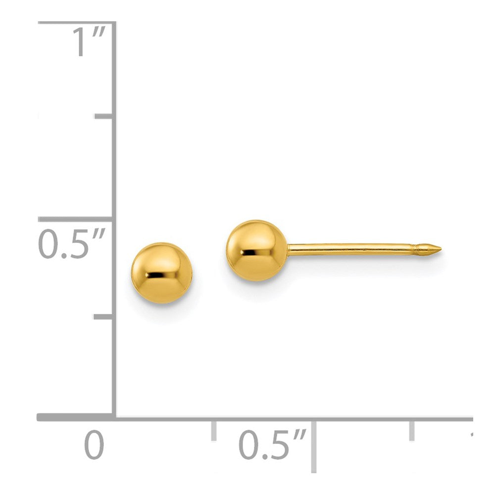 14K Yellow Gold 4mm Ball Post Earrings