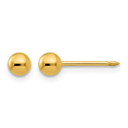 14K Yellow Gold 4mm Ball Post Earrings