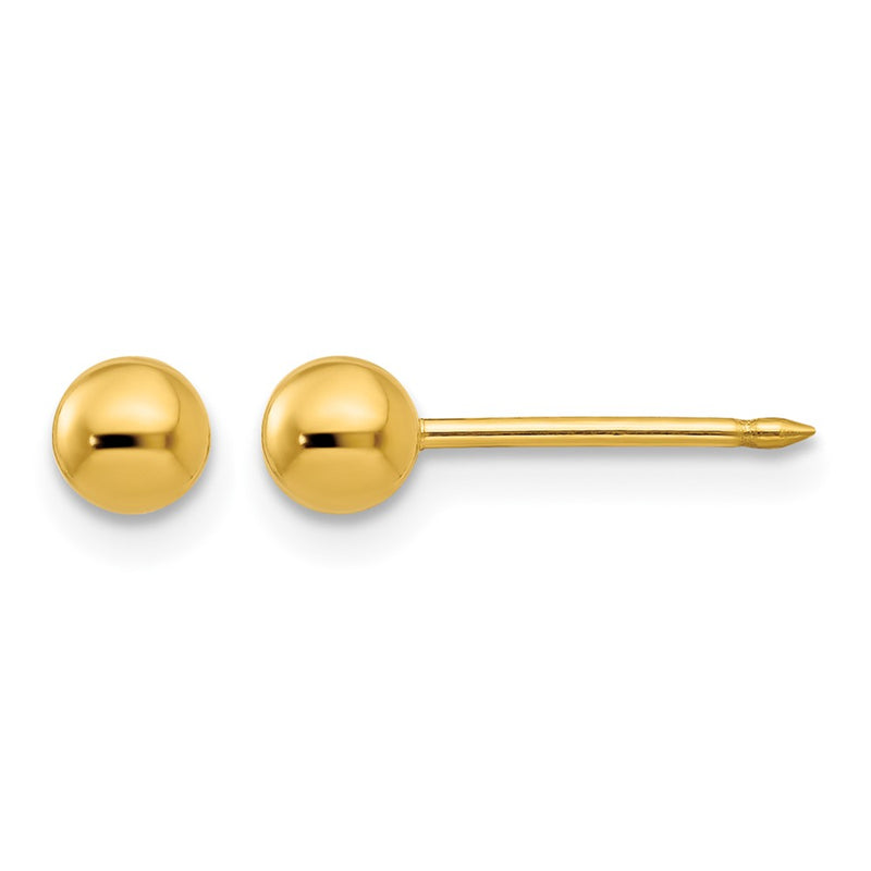 14K Yellow Gold 4mm Ball Post Earrings