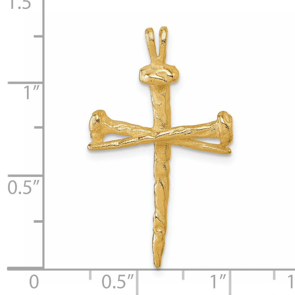 14K Yellow Gold Polished Nail Cross Charm