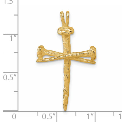 14K Yellow Gold Polished Nail Cross Charm