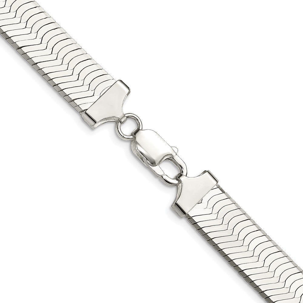 Sterling Silver Rhodium-plated 10.5mm Magic Herringbone 22 Inch Chain