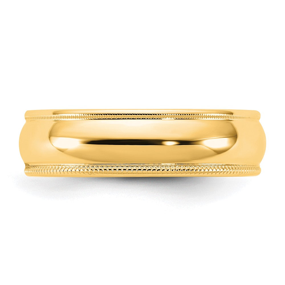 14K Yellow Gold 5.5mm Milgrain Half Round Wedding Band Ring