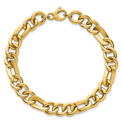 14K Yellow Gold Polished 8.3mm Fancy Figaro Link Chain Bracelet