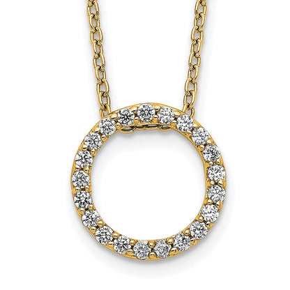 14K Yellow Gold Polished 1/4 carat Diamond Circle 18 Inch Necklace