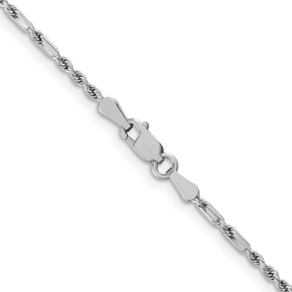 14K White Gold 1.8mm D/C Milano Rope 22 Inch Chain