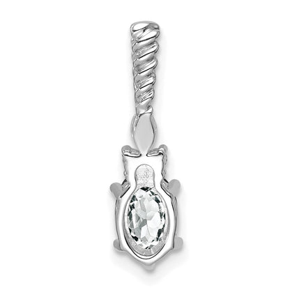 14K White Gold Diamond and 7x5 Oval April/White Topaz Twisted Chain Slide