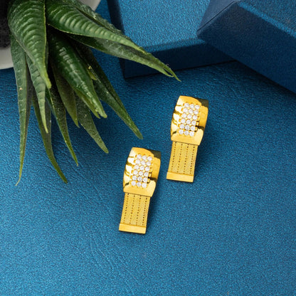 22K Yellow Gold Trabzon Mesh Cubic Zirconia Earrings (11.5 g)