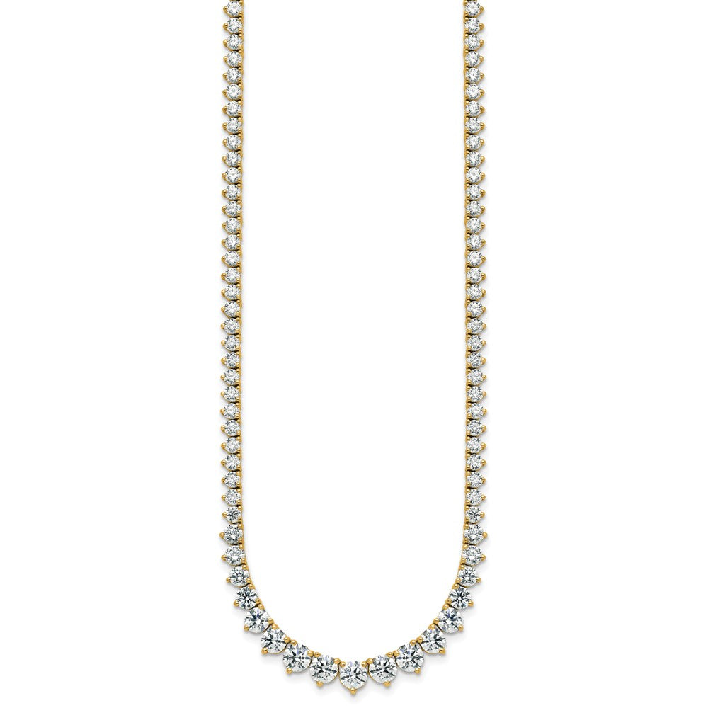 14K Yellow Gold 11 5/8 carat Lab Grown Diamond VS+ F+ Complete Round 20 Inch Graduated Tennis Necklace