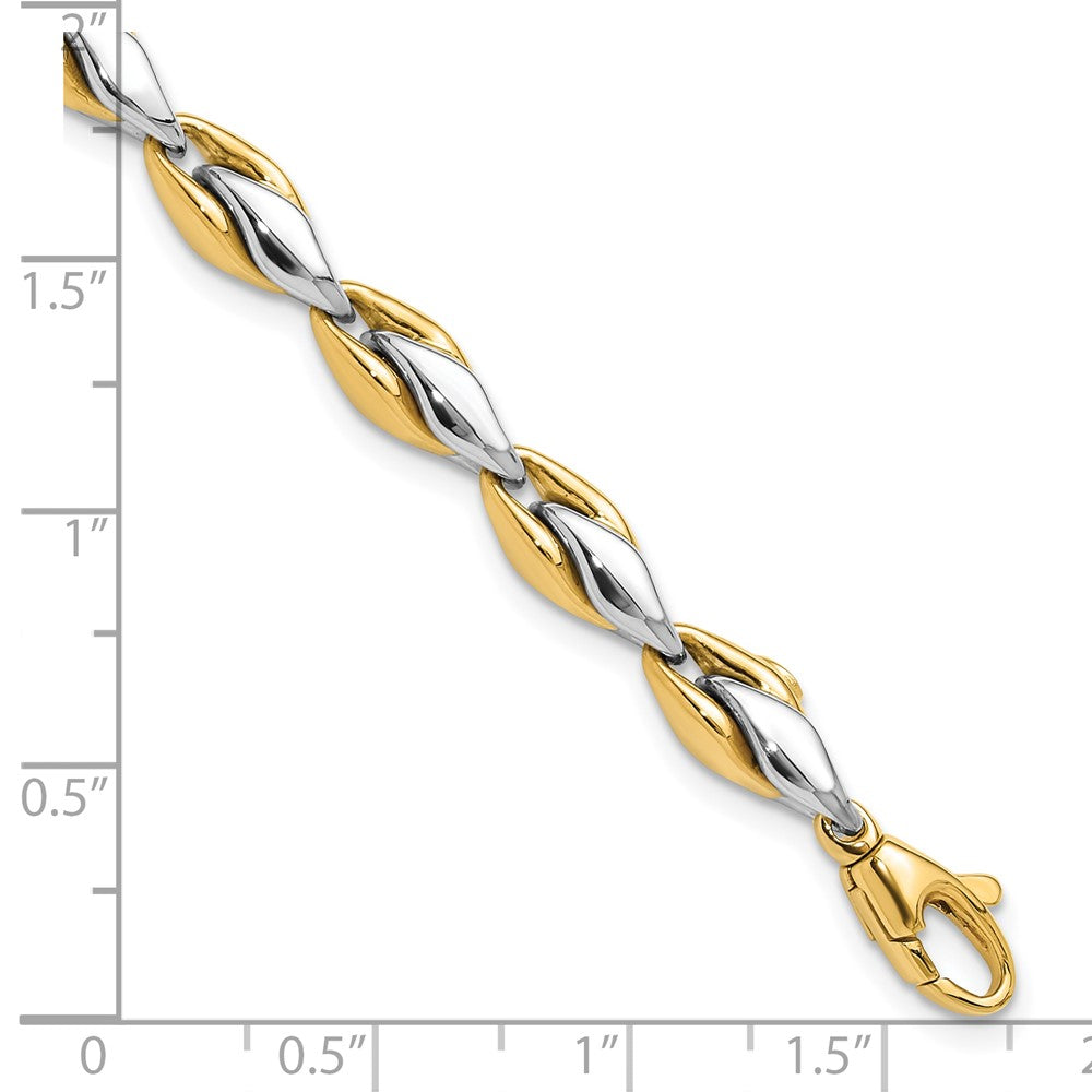 14K Two-Tone Gold Two-tone Polished 5.6mm Fancy Link Chain Bracelet