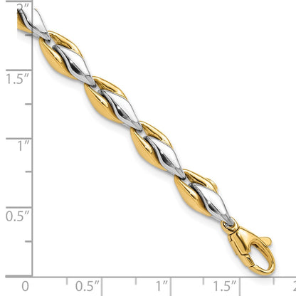 14K Two-Tone Gold Two-tone Polished 5.6mm Fancy Link Chain Bracelet