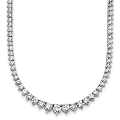 14K White Gold 10 1/10carat Lab Grown Diamond VS/SI+ G+ Complete Round 16 Inch Graduated Tennis Necklace