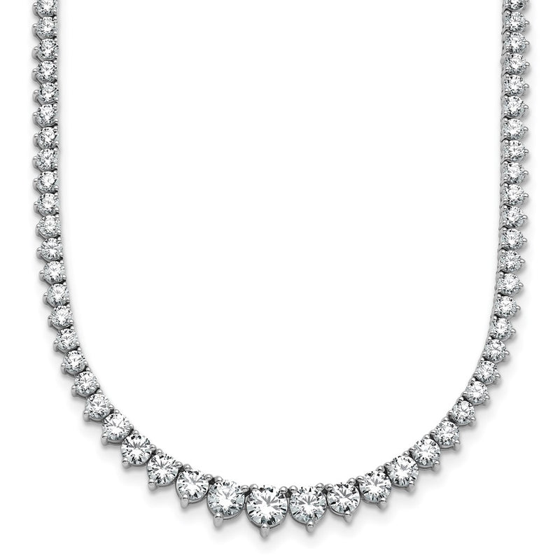 14K White Gold 10 1/10carat Lab Grown Diamond VS/SI+ G+ Complete Round 16 Inch Graduated Tennis Necklace