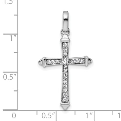 14K White Gold 1/5 carat Diamond Cross Pendant